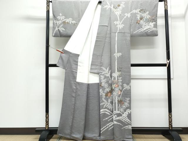 平和屋着物●訪問着 絞り 刺繍 草花文 金彩 正絹 逸品 CABI1220th