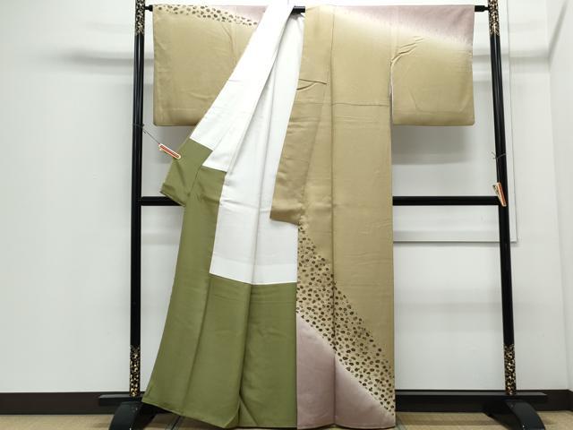 平和屋着物●訪問着 舞花文 暈し染め 金彩 正絹 逸品 CABI1222th