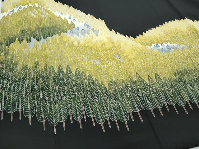 平和屋着物●本加賀友禅作家 牛坂源吾 黒留袖 遠山樹林文 正絹 逸品 CABI1223th