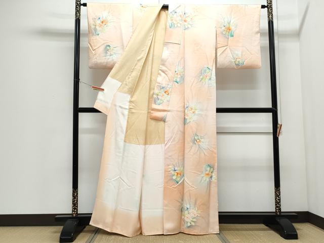 平和屋着物●上質な小紋 地紋起こし 草花文 暈し染め 正絹 逸品 CABI1227th