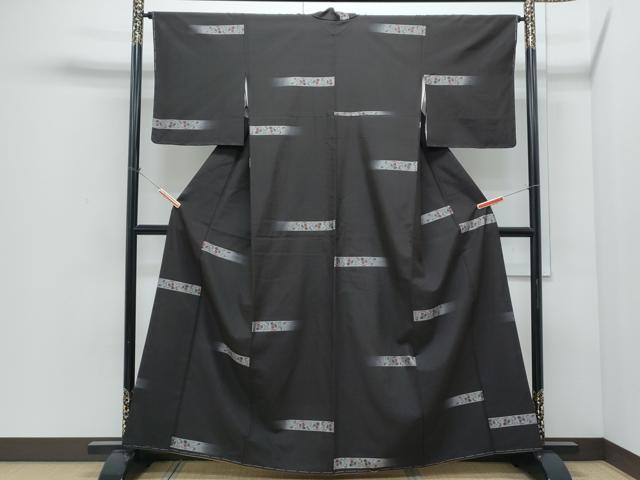 平和屋着物●上質な紬 横段花文 正絹 逸品 CABI1232th