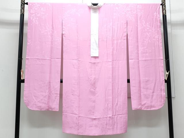 平和屋着物●振袖用 長襦袢 無双仕立て 辻が花地紋 牡丹色 正絹 逸品 CABI1241th
