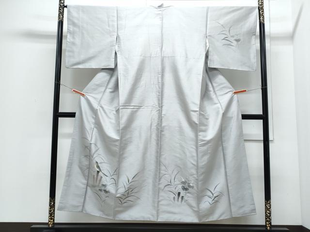 平和屋着物●訪問着 作家物 紬地 手描き 花鳥文 金彩 正絹 逸品 CABI1245th