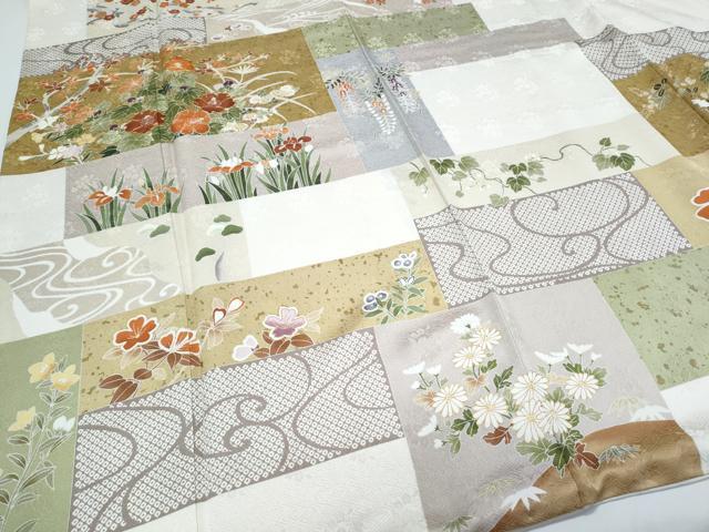 平和屋着物●訪問着 駒刺繍 草花文 金彩 正絹 逸品 CABI1250th