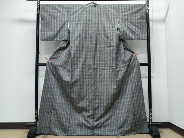 平和屋着物●上質な紬 格子文 正絹 逸品 CABI1257th