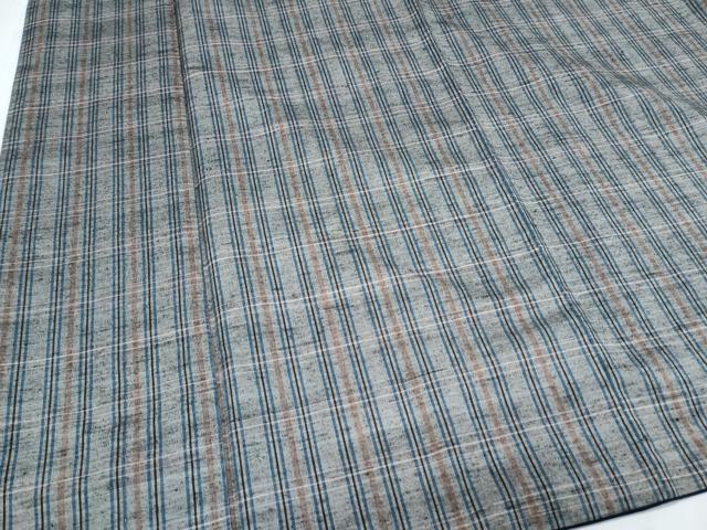 平和屋着物●上質な紬 格子文 正絹 逸品 CABI1257th