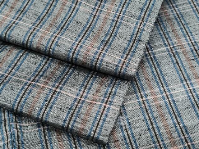 平和屋着物●上質な紬 格子文 正絹 逸品 CABI1257th