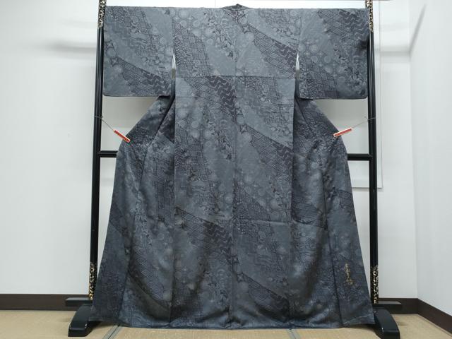 平和屋着物●染色作家 斉藤三才 小紋 切嵌吉祥文 正絹 逸品 CABI1258th