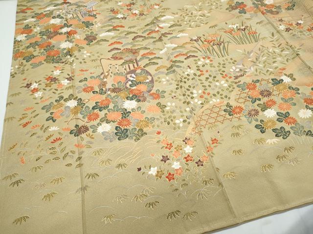 平和屋着物●訪問着 風景草花文 金彩 正絹 逸品 未使用 CABI1260th