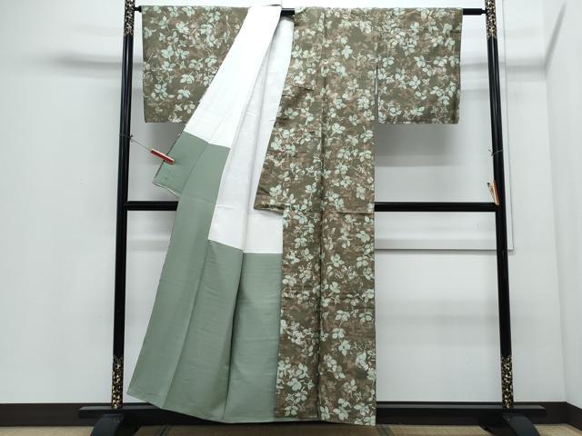 平和屋着物●銀座 志ま亀 紬 ろうけつ染め 舞葉文 たとう紙付き 正絹 逸品 CABI1261th
