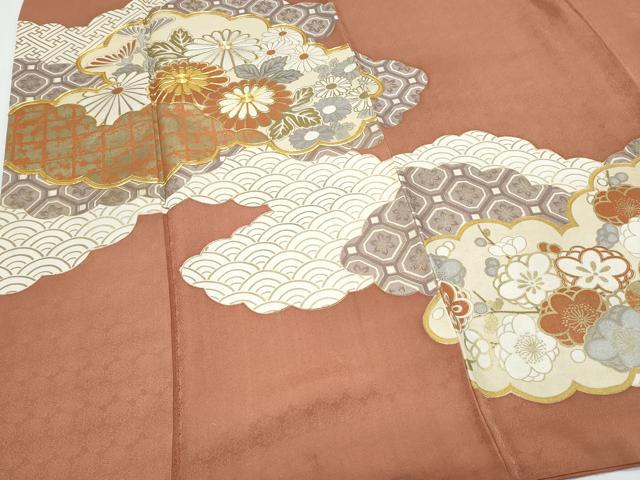平和屋着物●銀座 志ま亀 色留袖 駒刺繍 雲重ね花文 たとう紙付き 正絹 逸品 CABI1263th
