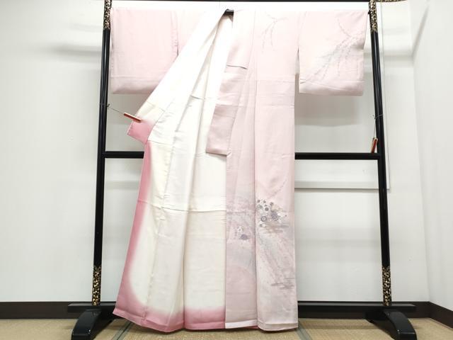 平和屋着物●訪問着 刺繍 扇面花文 暈し染め 金糸 正絹 逸品 CABI1271th