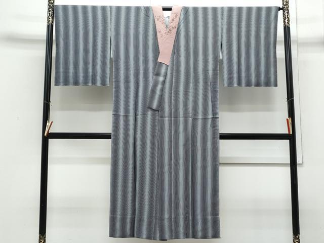 平和屋着物●長襦袢 無双仕立て 縞 黒地 正絹 逸品 未使用 CABI1272th