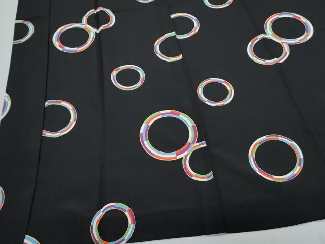 平和屋着物●長襦袢 単衣 丸文 黒地 正絹 逸品 CABI1277th