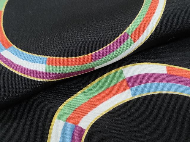 平和屋着物●長襦袢 単衣 丸文 黒地 正絹 逸品 CABI1277th