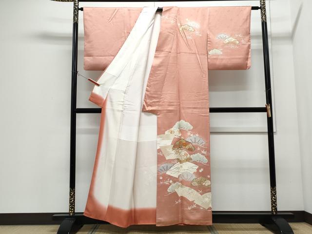 平和屋着物●訪問着 駒刺繍 地紙花文 金彩 正絹 逸品 CABI1280th