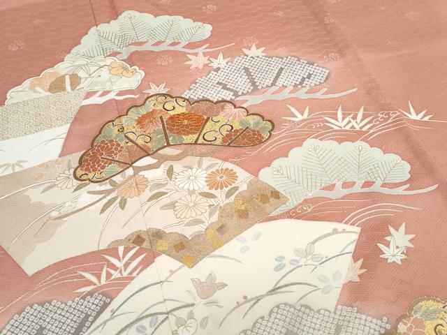 平和屋着物●訪問着 駒刺繍 地紙花文 金彩 正絹 逸品 CABI1280th