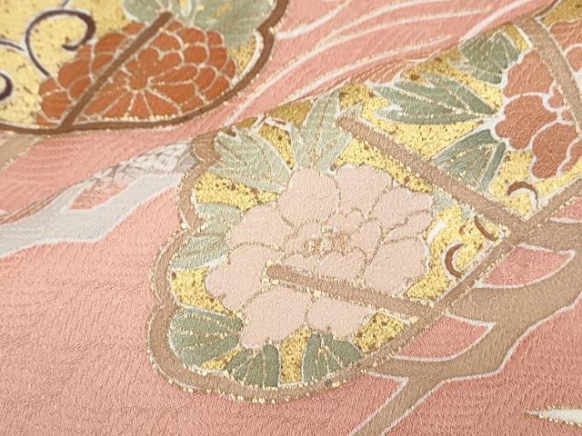 平和屋着物●訪問着 駒刺繍 地紙花文 金彩 正絹 逸品 CABI1280th