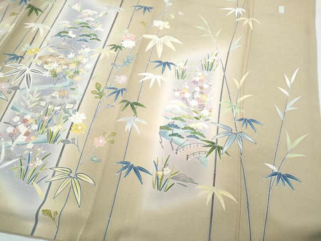平和屋着物●訪問着 作家物 駒刺繍 風景文 暈し染め 正絹 逸品 CABI1282th