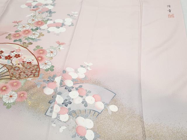 平和屋着物●訪問着 作家物 扇面花文 暈し染め 金彩 正絹 逸品 CABI1285th