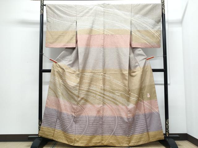平和屋着物●訪問着 牛首紬 作家物 流水文 正絹 逸品 CABI1287th