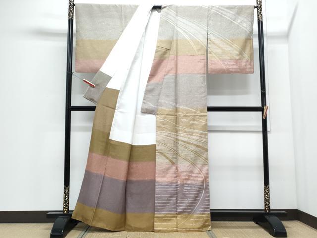 平和屋着物●訪問着 牛首紬 作家物 流水文 正絹 逸品 CABI1287th