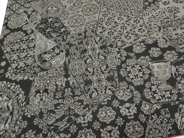 平和屋着物●本場大島紬 訪問着 9マルキ 切嵌動物吉祥草花文 正絹 逸品 CABI1290th