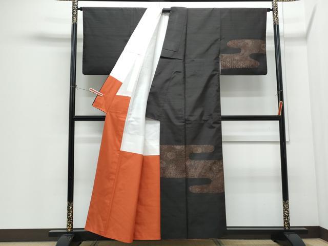 平和屋着物●本場大島紬 訪問着 エ霞草花文 正絹 逸品 CABI1311th
