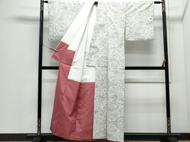 平和屋着物●本場大島紬 白大島 草花文 前田秀志作 証紙付き 正絹 逸品 CABI1312th
