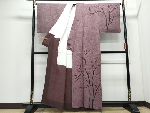 平和屋着物●二代目 川村久太郎 訪問着 樹林文 たたき染め 正絹 逸品 CABI1313th