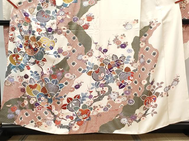 平和屋着物●豪華振袖 駒刺繍 枝花文 金彩 正絹 逸品 CABI1315th