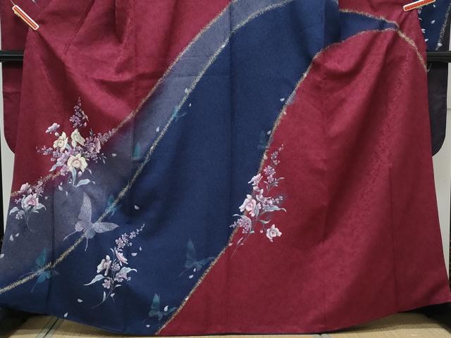 平和屋着物●豪華振袖 刺繍 花蝶文 暈し染め 金彩 やまと誂製 正絹 逸品 CABI1317th