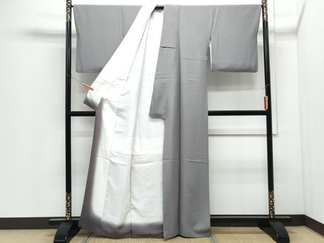 平和屋着物●江戸小紋 万筋 似せ紫色×桔梗鼠色 反端付き 正絹 逸品 CABI1319th