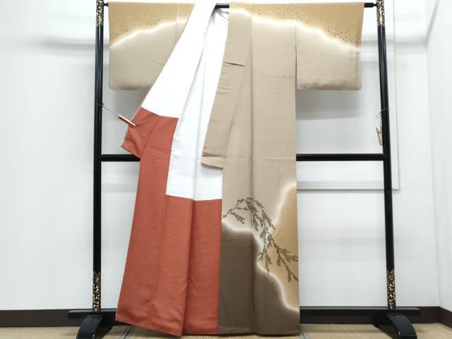 平和屋着物●訪問着 作家物 枝葉文 暈し染め 金彩 正絹 逸品 CABI1327th