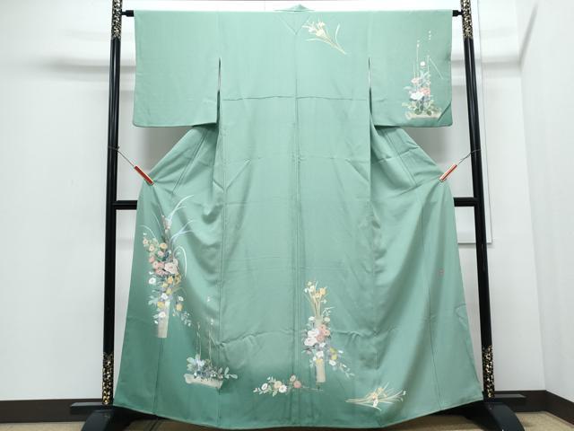 平和屋着物●十日町友禅 女流作家 遠田藤舟 訪問着 竹 草花文 暈し染め 正絹 逸品 CABI1330th