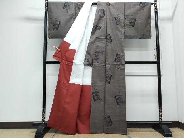 平和屋着物●本場大島紬 7マルキ 色紙草花文 正絹 逸品 CABI1342th