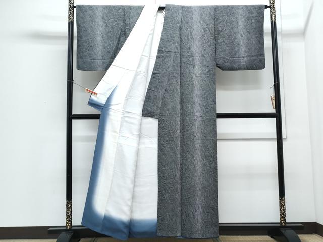 平和屋着物●上質な小紋 霞文 黒地 正絹 逸品 CABI1343th