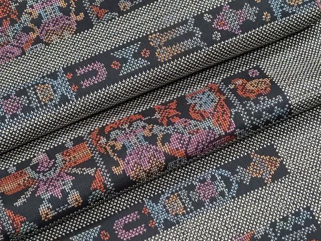 平和屋着物●本場大島紬 9マルキ 横段吉祥文 正絹 逸品 CABI1346th