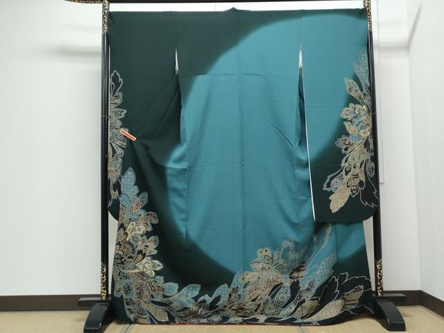 平和屋着物●豪華振袖 駒刺繍 吉祥草花文 暈し染め 金彩 正絹 逸品 CABI1349th