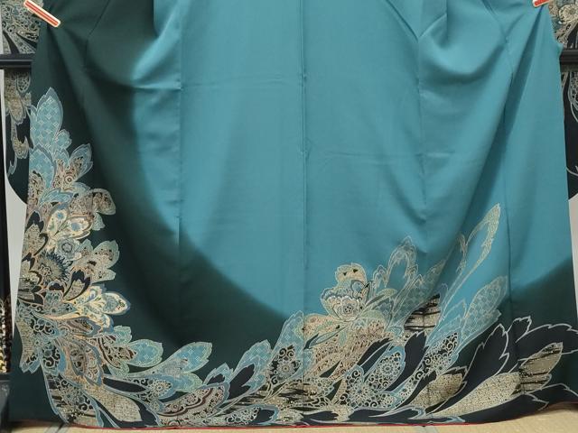平和屋着物●豪華振袖 駒刺繍 吉祥草花文 暈し染め 金彩 正絹 逸品 CABI1349th
