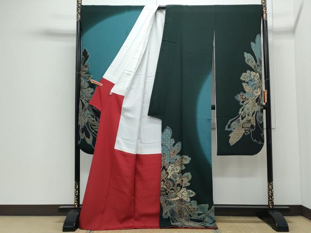 平和屋着物●豪華振袖 駒刺繍 吉祥草花文 暈し染め 金彩 正絹 逸品 CABI1349th