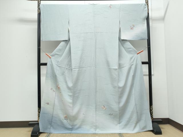 平和屋着物●訪問着 友禅 鈴 扇面花文 暈し染め ロング丈 正絹 逸品 CABI1351th