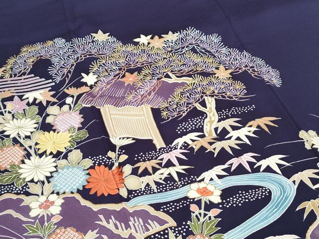 平和屋着物●豪華色留袖 駒刺繍 風景文 金彩 正絹 逸品 CABI1355th