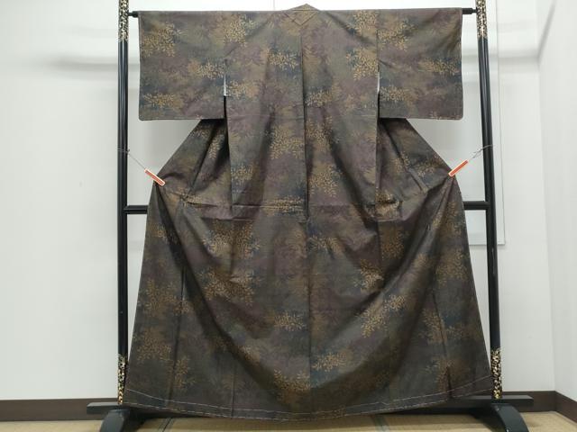 平和屋着物●本場大島紬 7マルキ 草花文 正絹 逸品 未使用 CABI1375th