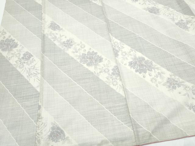 平和屋着物●本場大島紬 白大島 9マルキ 斜線花文 正絹 逸品 CABI1377th
