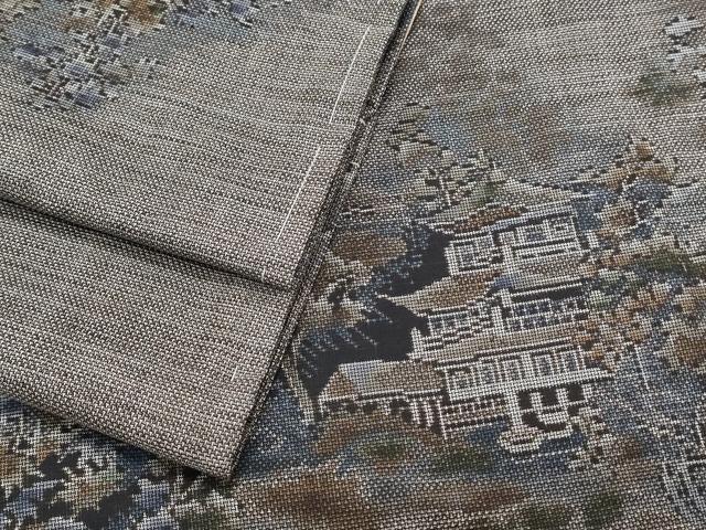 平和屋着物●本場大島紬 9マルキ 風景文 正絹 逸品 未使用 CABI1381th