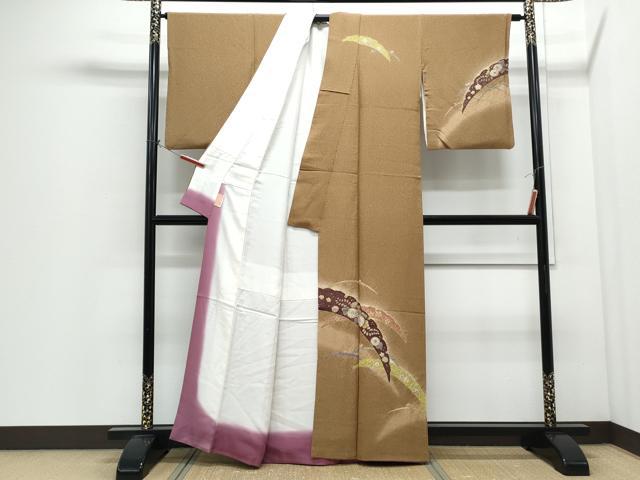 平和屋着物●訪問着 絞り 雪芝花文 暈し染め 正絹 逸品 CABI1383th