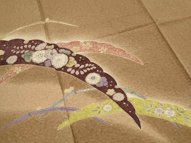 平和屋着物●訪問着 絞り 雪芝花文 暈し染め 正絹 逸品 CABI1383th