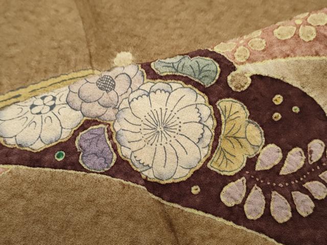 平和屋着物●訪問着 絞り 雪芝花文 暈し染め 正絹 逸品 CABI1383th