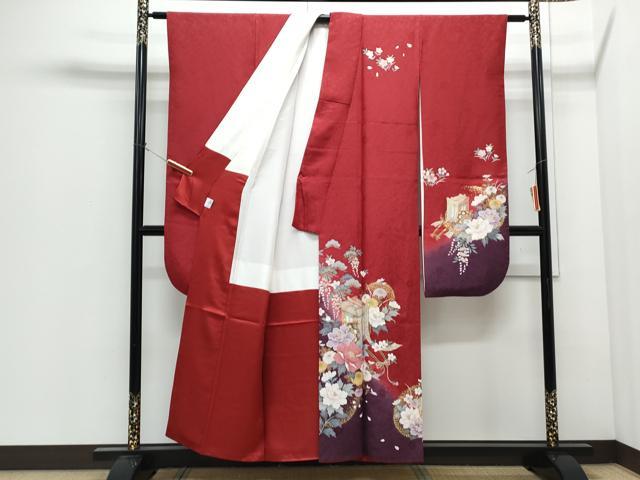 平和屋着物●豪華振袖・長襦袢セット 御所車花文 暈し染め 金彩 京都きもの友禅扱い 正絹 逸品 CABI1384th